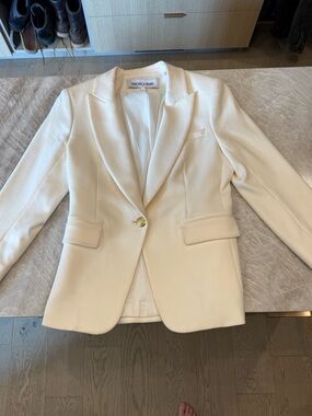 Veronica Beard Ivory Single-Button Notch Lapel Blazer